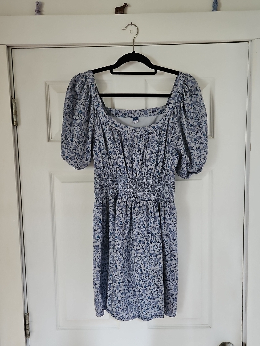Old Navy Light Blue Floral Smocked Mini Dress S